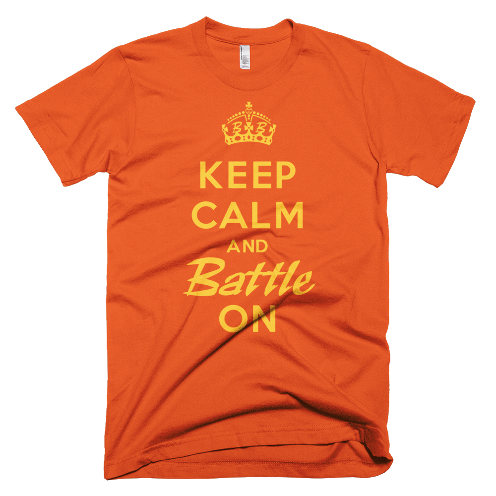 BATTLE BALM® Keep Calm and Battle On TEE-SHIRT (MEN&#39;S) - Orange