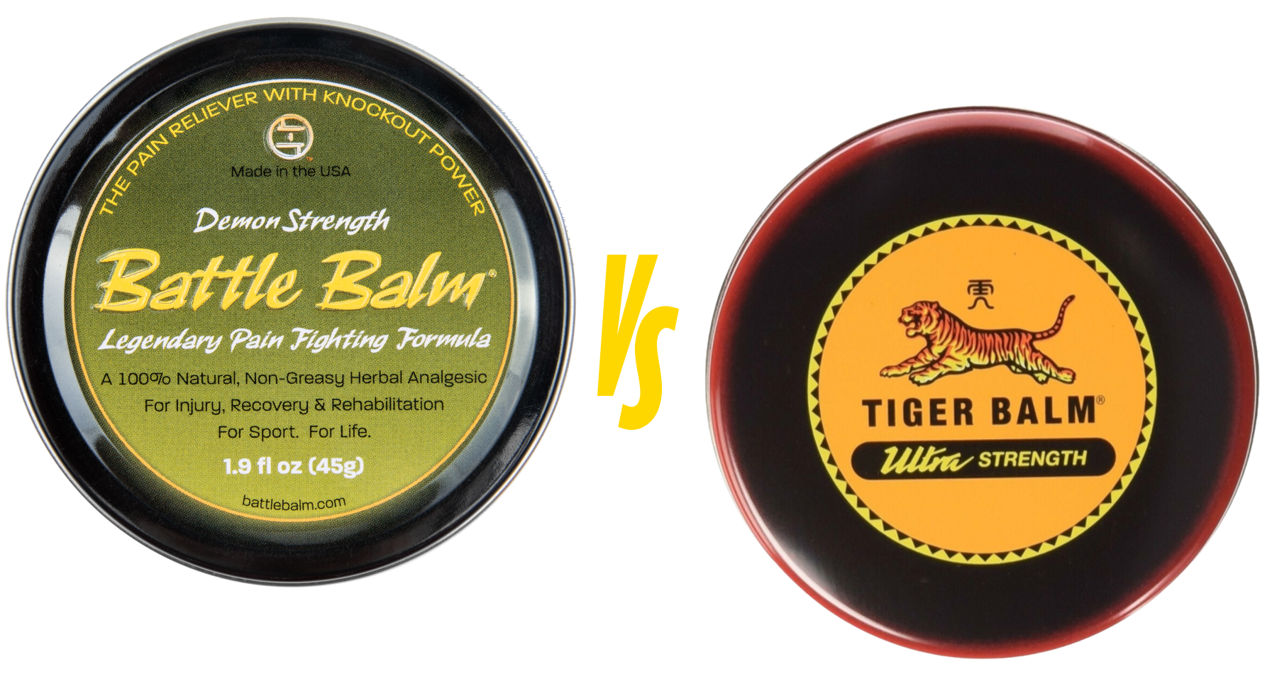Battle Balm Demon Strength all natural topical pain relief cream vs Tiger Balm Ultra Strength Sports Rub