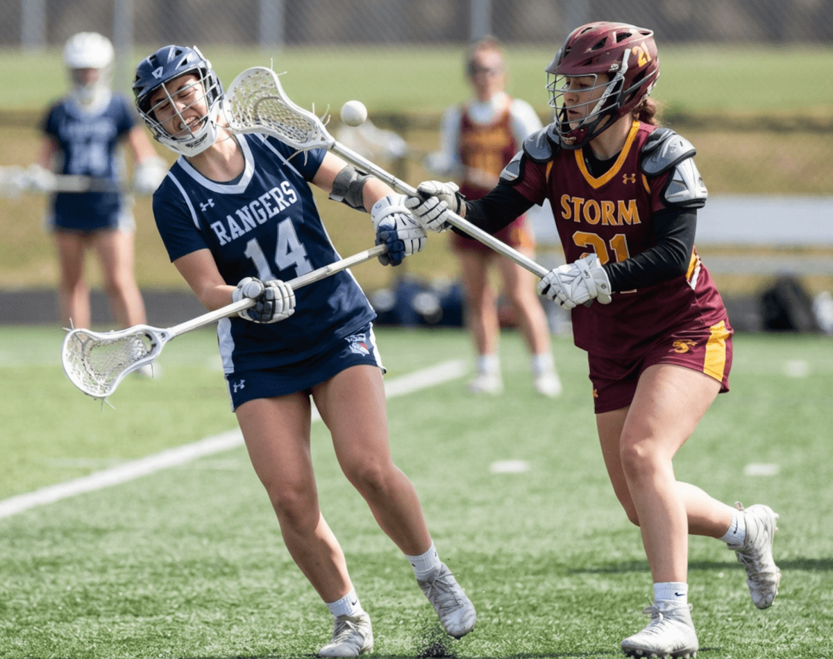 Lacrosse athlete getting hit with crosse stick by another player causing acute injury. This is where Battle Balm comes in to ensure pain relief!