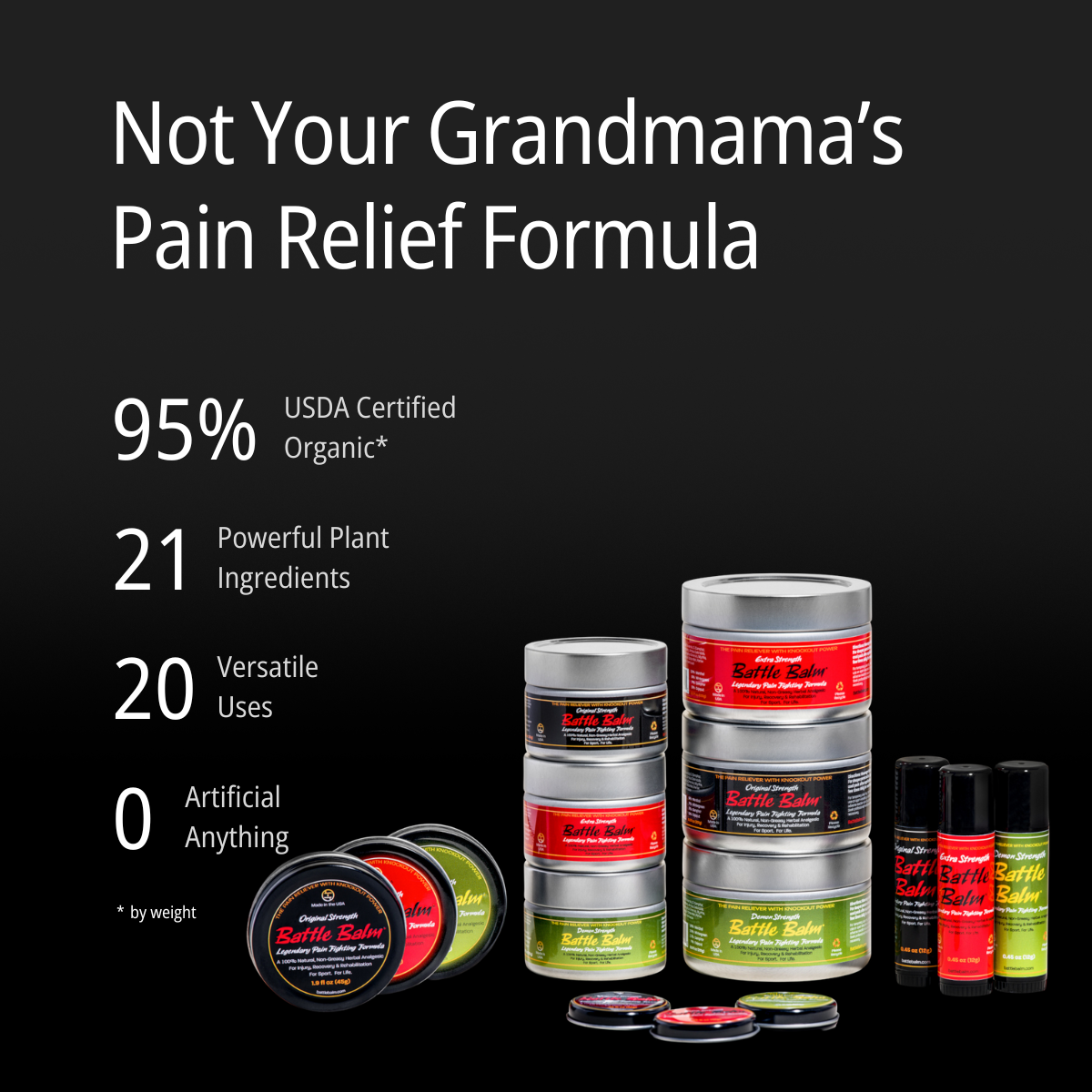 Battle Balm® Stick Package (3-Pack) - All Natural & Organic Pain Relief Set