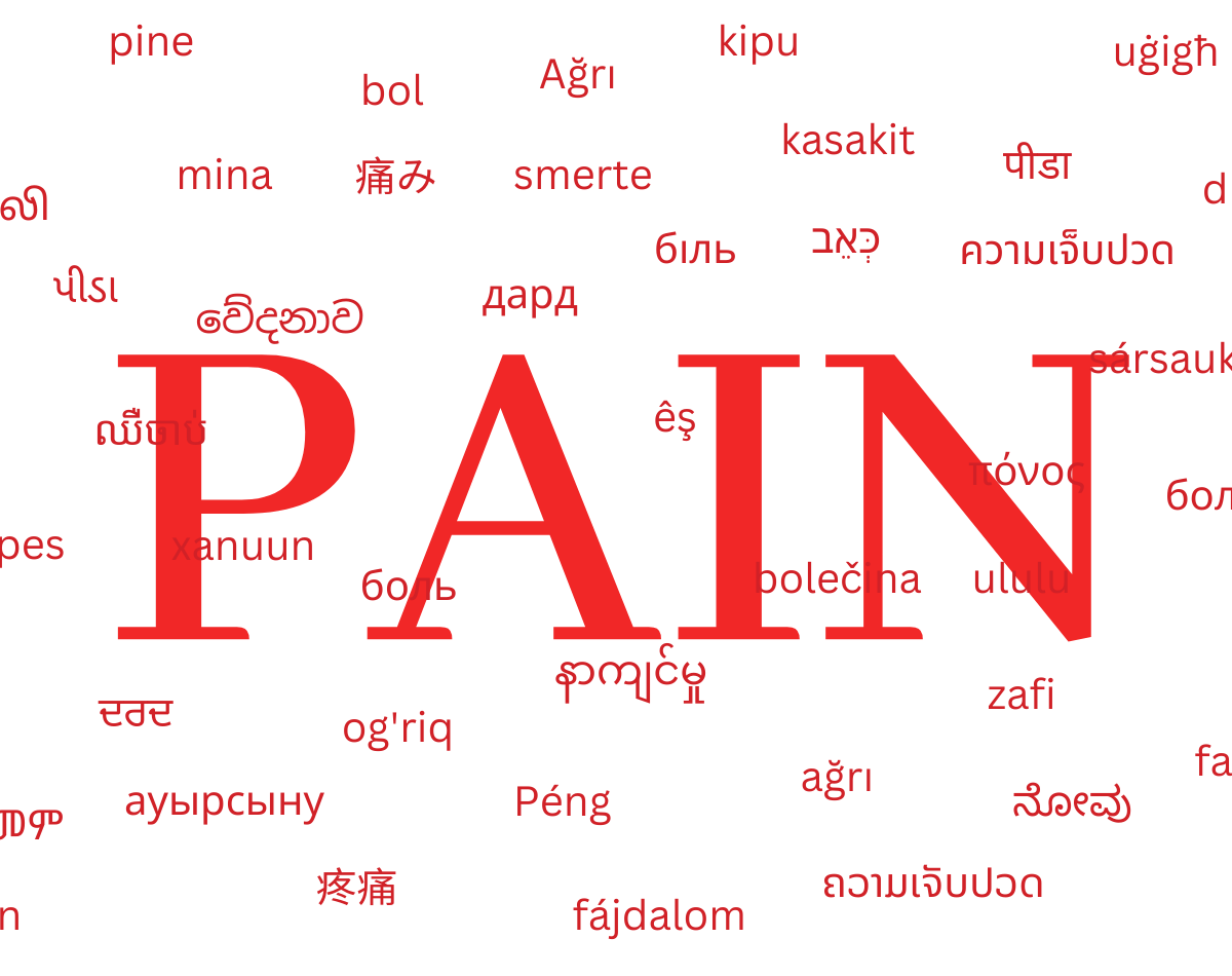 The word pain and what it is in different languages around the world.