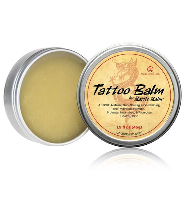Battle Balm® Tattoo Balm - For Healing Tattoo Ink and Keeping Ink Colors Bright Cream Open Tin