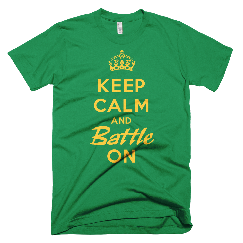 BATTLE BALM® Keep Calm and Battle On TEE-SHIRT (MEN'S) - Kelly Green