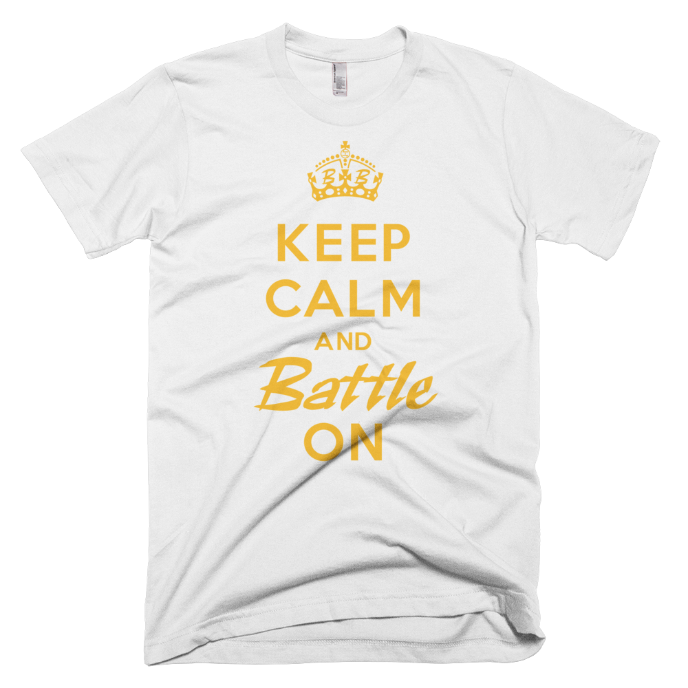 BATTLE BALM® Keep Calm and Battle On TEE-SHIRT (MEN'S) - White