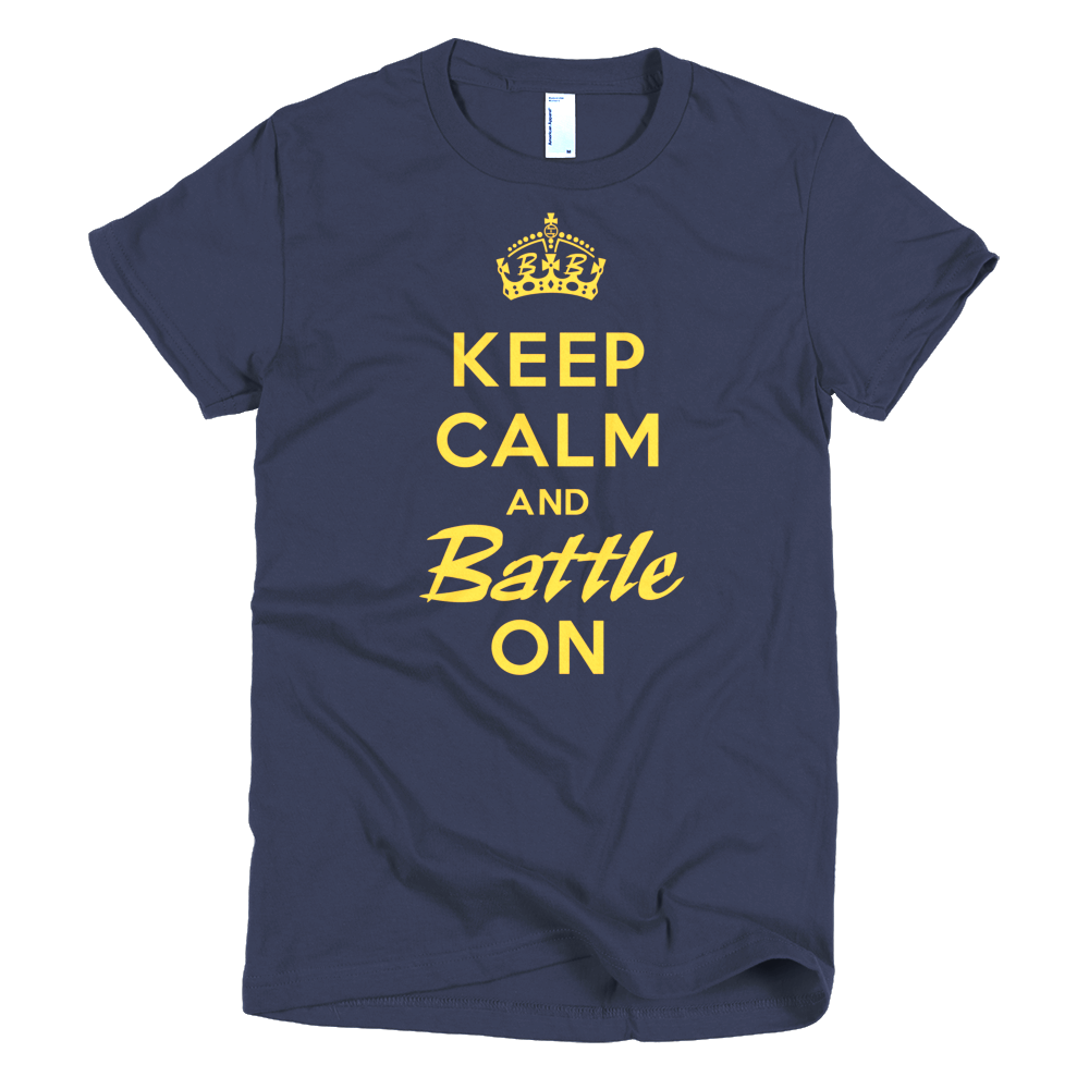 BATTLE BALM® Keep Calm and Battle On TEE-SHIRT (WOMEN'S) - Navy