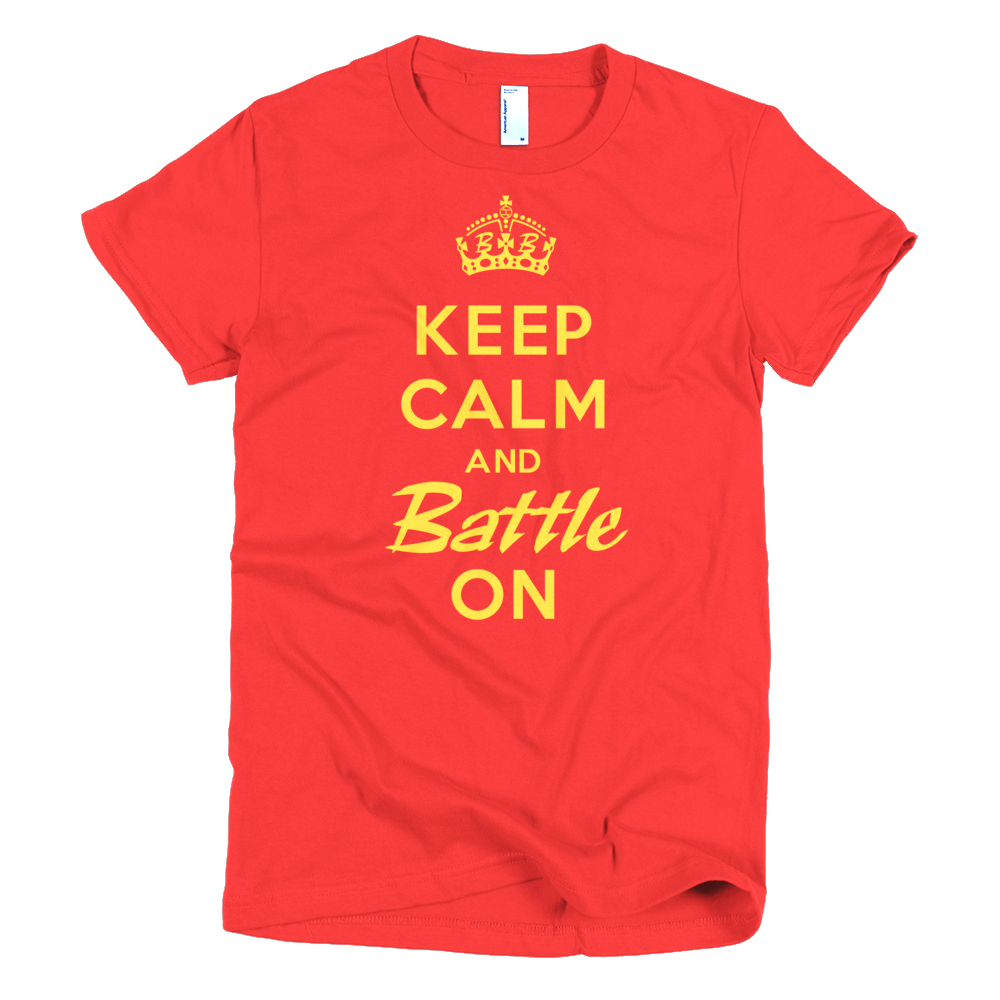 BATTLE BALM® Keep Calm and Battle On TEE-SHIRT (WOMEN'S) - Red